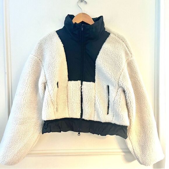 Ena Pelly PIA Faux Fur Shearling Bomber Jacket Cream and Black NWT Sz 6 - Picture 6 of 15